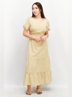 Hyfve Checkered Open Back Maxi Casual Dress